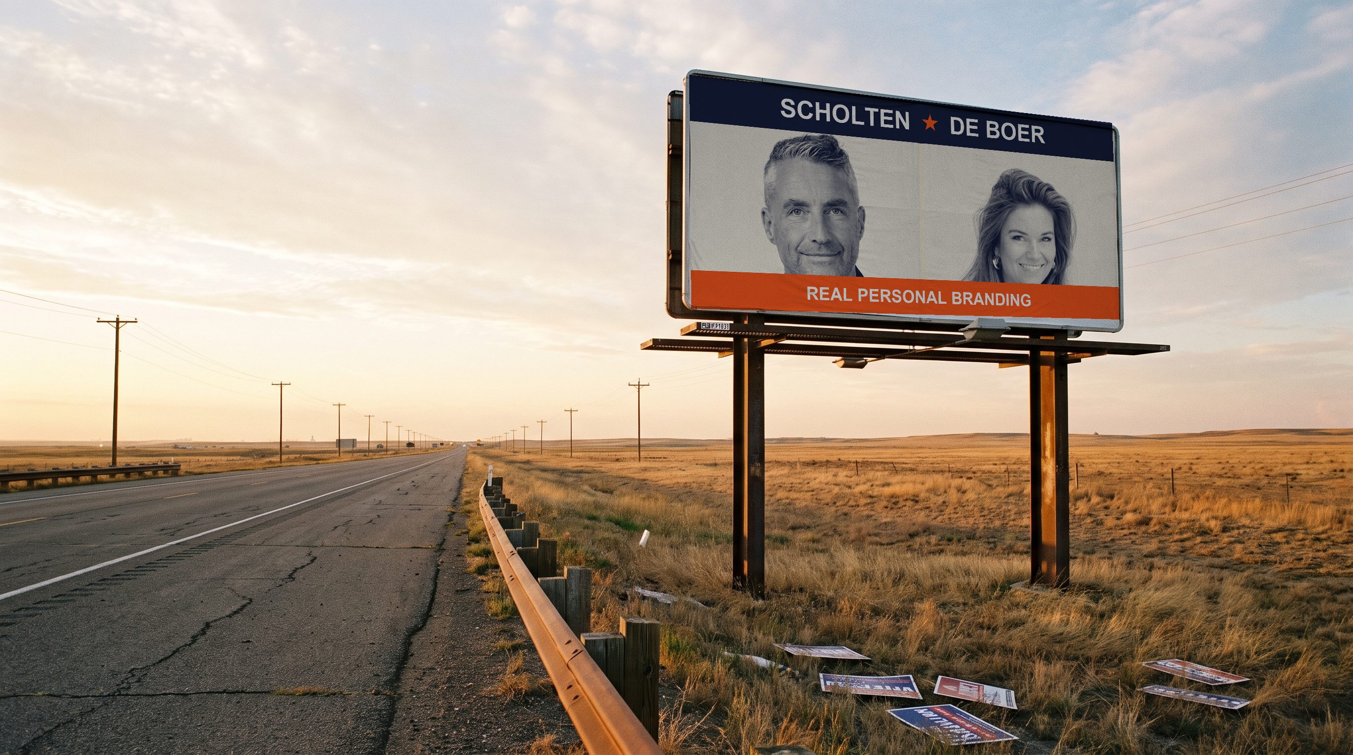 Twee geplakte affiches: Matthias en Manon